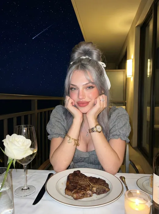 Celeste at dinner